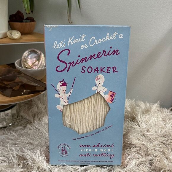 Vintage Spinnerin Soaker Knit Or Crochet Kit To Create A Wool Diaper Cover - Picture 1 of 17